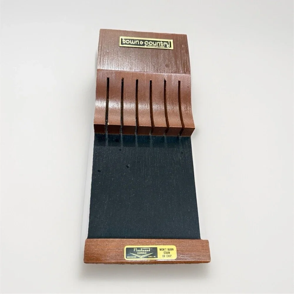 Town & Country Wall Mounted Walnut Wood Knife Holder Rack 6 Slot Brown/Black